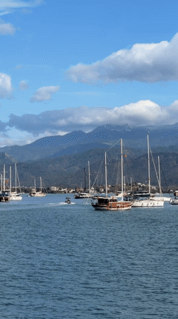 Morning calm captured at Fethiye harbor with sailboats