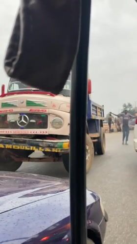 Decorated Mercedes truck spotted on Nigerian roadway