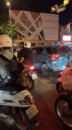 Nighttime street traffic in Phnom Penh's Boeng Keng Kang district
