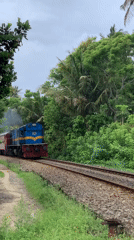 Train travels past polluted coastal areas in southern Sri Lanka