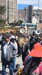 Marching band performs for crowds on La Paz street