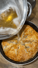 Early morning pie baking documented in Chaikovsky, Russia
