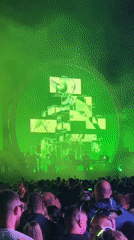 Live DJ set at Sofia's Vasil Levski Stadium under dramatic circular LED screen