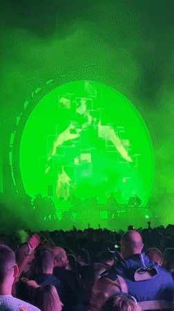 Live DJ set at Sofia's Vasil Levski Stadium under dramatic circular LED screen