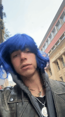 Blue-haired individual filmed on Paris street Saturday evening