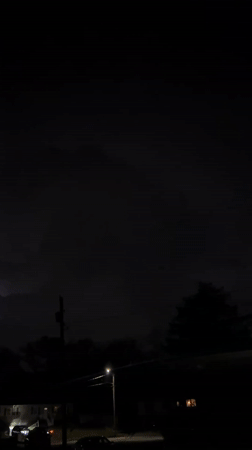 Purple lightning illuminates storm clouds over Newburgh, NY