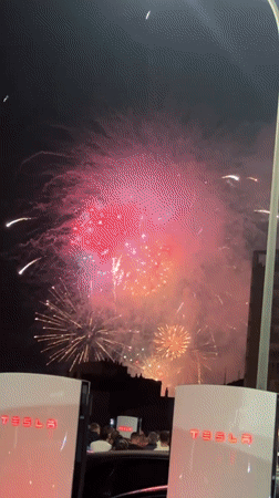 Fireworks over Alicante's Tesla Supercharger station, June 2026