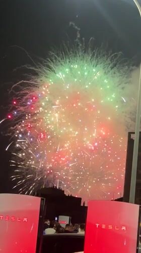Fireworks over Alicante's Tesla Supercharger station, June 2026