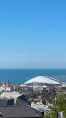 Panoramic morning view captured of Sochi's sunny coastline