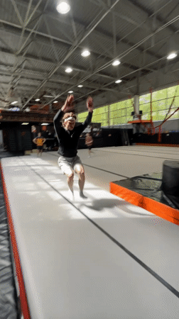 Gymnasts practice acrobatics at Krasnoyarsk training facility