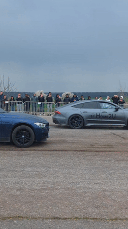 BMW performs burnout for crowd in Bulgarian town