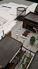 Architectural models and billiard table observed in Irkutsk offices