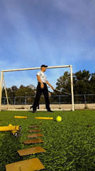 Staff trick practice on a Karaganda soccer field
