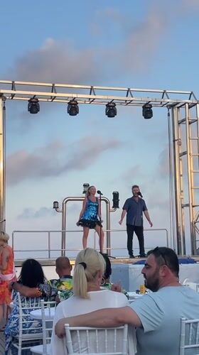 Live outdoor performance at sunset in Yeroskipou, Cyprus