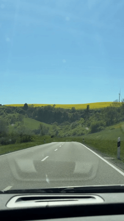 Driver records journey on rural German road