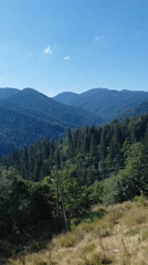 Bulgarian mountain view paired with a social media engagement request