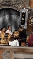 Traditional gamelan performance preparations captured in Ubud, Indonesia