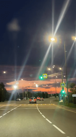 Evening traffic flows through Sirius during sunset