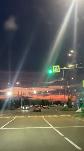 Evening traffic flows through Sirius during sunset