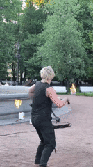 Fire dancers perform evening show in Saint Petersburg park