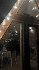 Women celebrate bridal party at decorated A-frame cabin