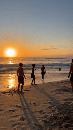 Sunset beach soccer on the Kuta Selatan shore