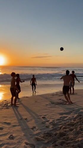 Sunset beach soccer on the Kuta Selatan shore