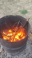 Controlled burn documented in metal barrel in Kratovo, Russia