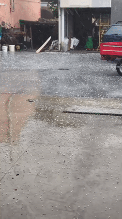 Rainstorm rolls through a quiet Italian hill town