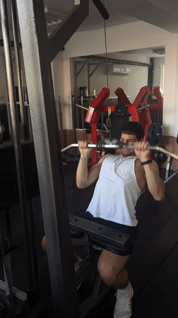 Man exercises at gym in Zlatograd, Bulgaria