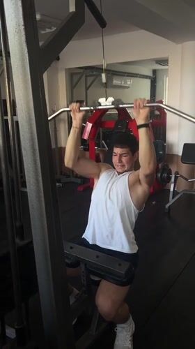 Man exercises at gym in Zlatograd, Bulgaria