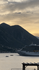 Costa Deliziosa cruise ship docked in Montenegro's Bay of Kotor