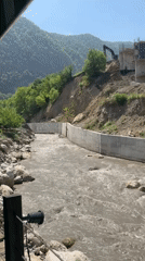 River construction and outdoor spaces in Kusnatqazma, Azerbaijan