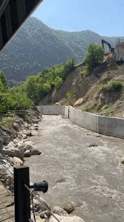 River construction and outdoor spaces in Kusnatqazma, Azerbaijan