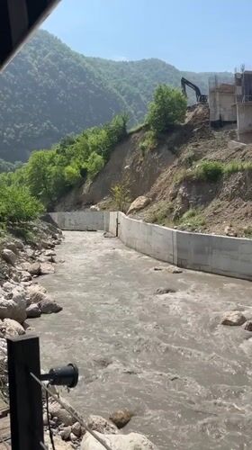 River construction and outdoor spaces in Kusnatqazma, Azerbaijan