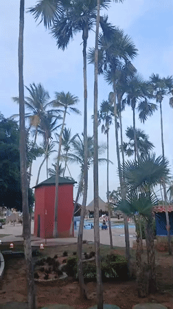 Evening exercise and social activities at Venezuelan beach resort