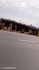 Vehicle overturns on highway in Rumi, Nigeria