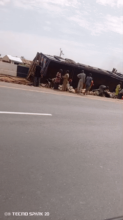Vehicle overturns on highway in Rumi, Nigeria