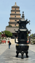 Tourist visits Great Wild Goose Pagoda complex in Xi'an