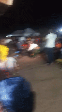Night celebration with dancing in Okpaele, Nigeria