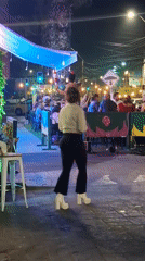 Burlesque performer entertains diners at Iquique restaurant
