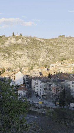 Panoramic view captured of Asenovgrad nestled in Bulgarian valley