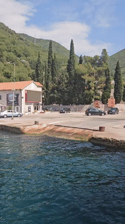 Ferry crossing the Bay of Kotor at Lepetane, Montenegro