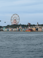 Cable cars operate at coastal attraction in Vietnam