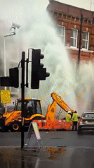 Water main break draws construction crew response