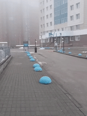 Dense fog blankets Novosibirsk street in early morning