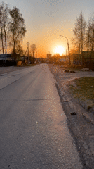 Sunset road scene captured in Chaikovsky, Russia