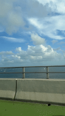 Bridge activity captured in Miami with pedestrians, cyclists, boats