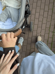 Family enjoys afternoon park outing with baby in Khimki