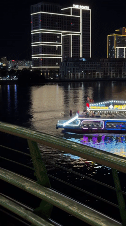 Da Nang's Dragon Bridge and riverfront lit up at night